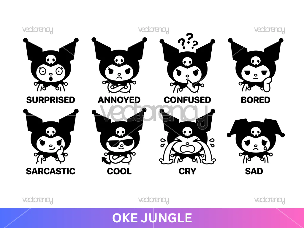Kuromi Sad Cool Emoji Character Vector PNG