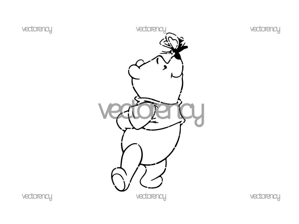 Winnie-the-Pooh Stencil SVG, Pooh Bear Cut File, Kids Craft Template, Disney Inspired Vector