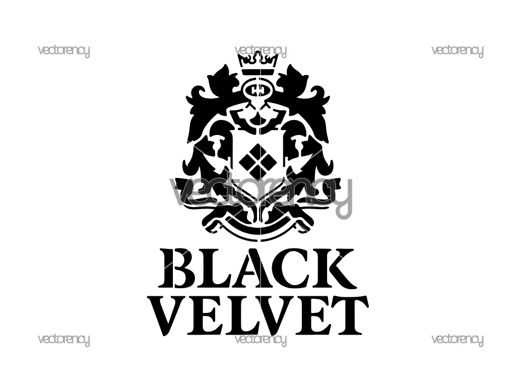Black Velvet Whiskey Logo SVG, Whiskey Bottle Cut File, Stencil, Liquor Brand Vector Design