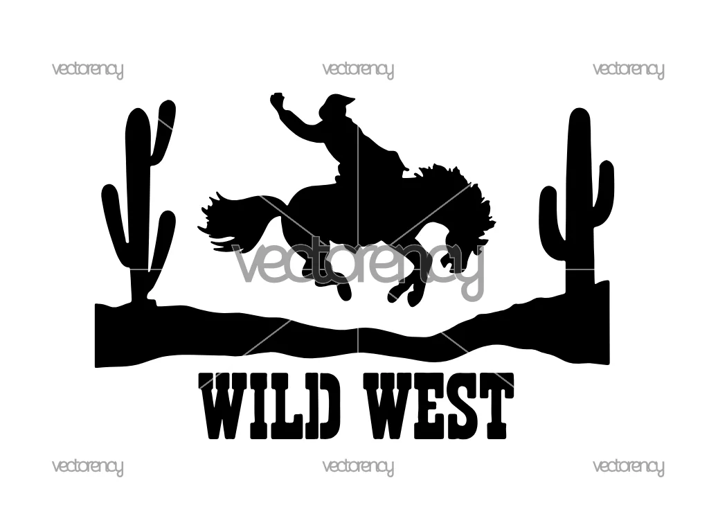 Wild West SVG, Cowboy Cut File, Western Vector Design, Rodeo Digital Download, Cricut & Silhouette
