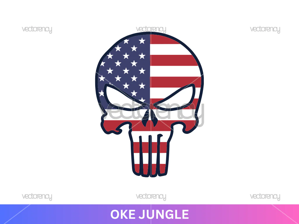 American Flag Punisher American Skull SVG Vector