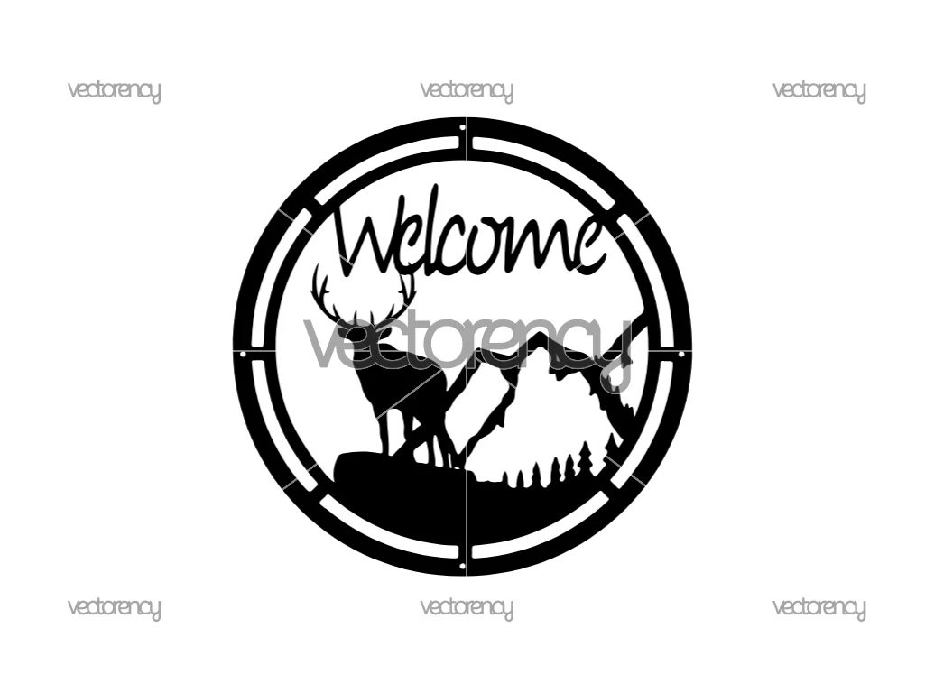 Welcome to Camp! Mountain, Buck, Adventure Cut File
