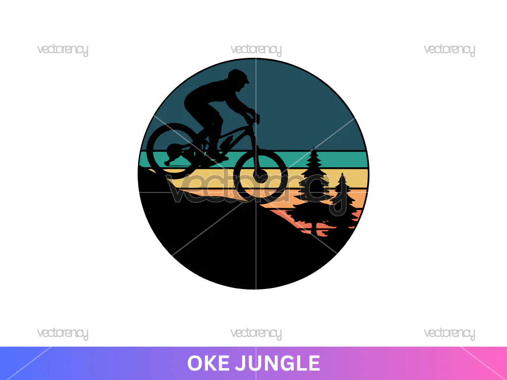 Mountain Bike SVG Sunset Retro