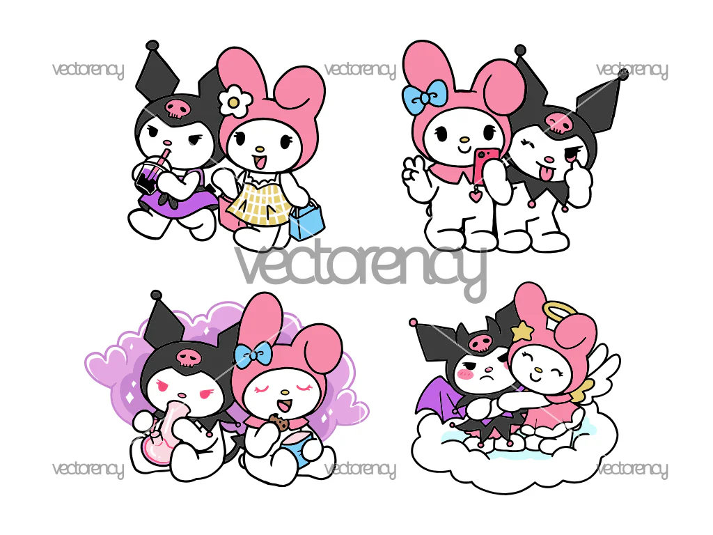 Kuromi Clipart, Cute Sanrio Character Vector, Digital Download PNG EPS & SVG