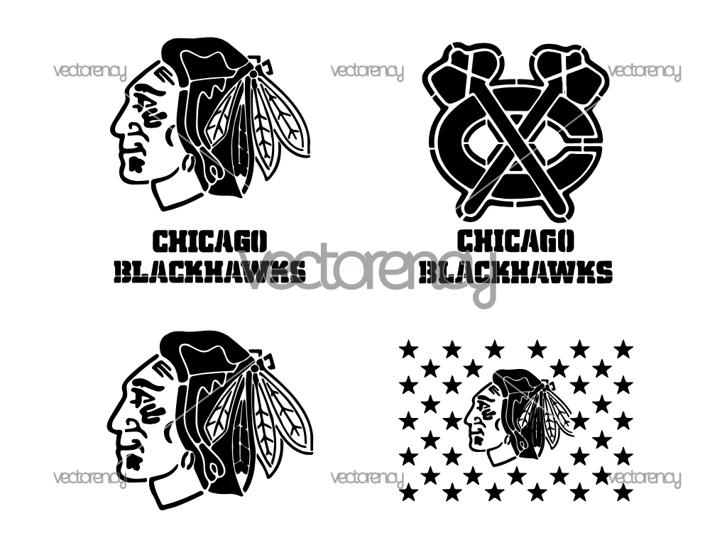 Chicago Blackhawks SVG Stencil, NHL Hockey Cut File, Blackhawks Vector Design, Cricut & Silhouette