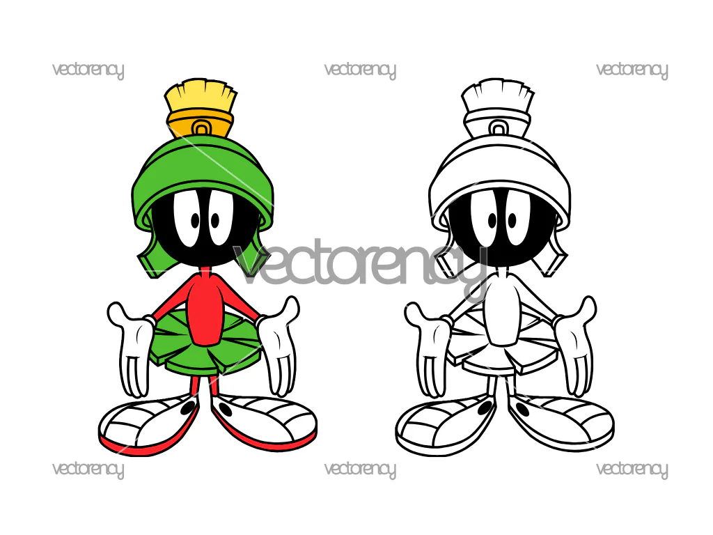 Marvin the Martian SVG, Cartoon Character Cut File Layered, Looney Tunes Vector Design
