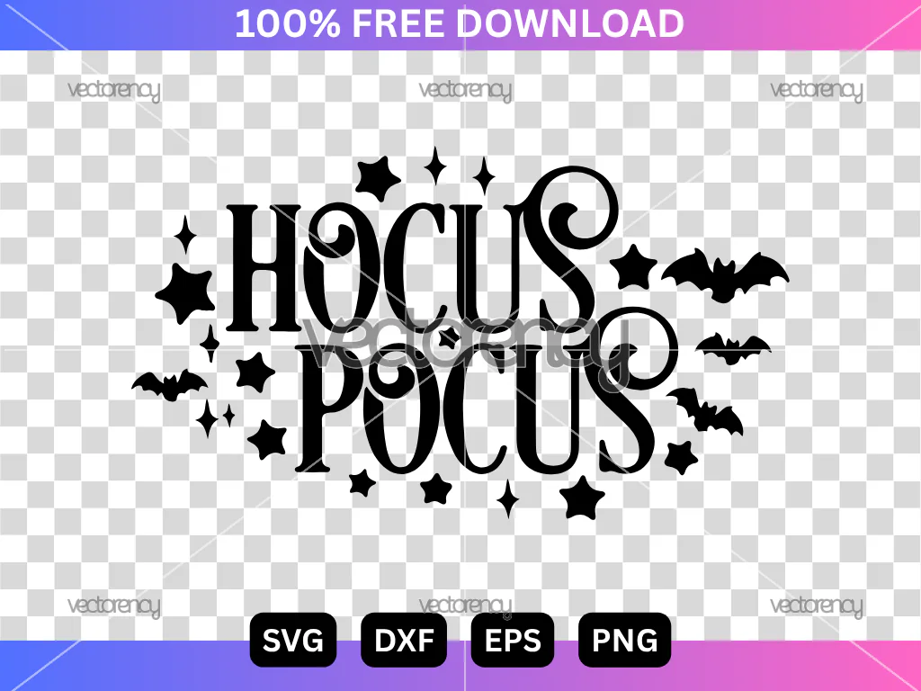Hocus Pocus SVG Free, Halloween Cut File, Witchy Vector Design, Cricut & Silhouette Digital Download