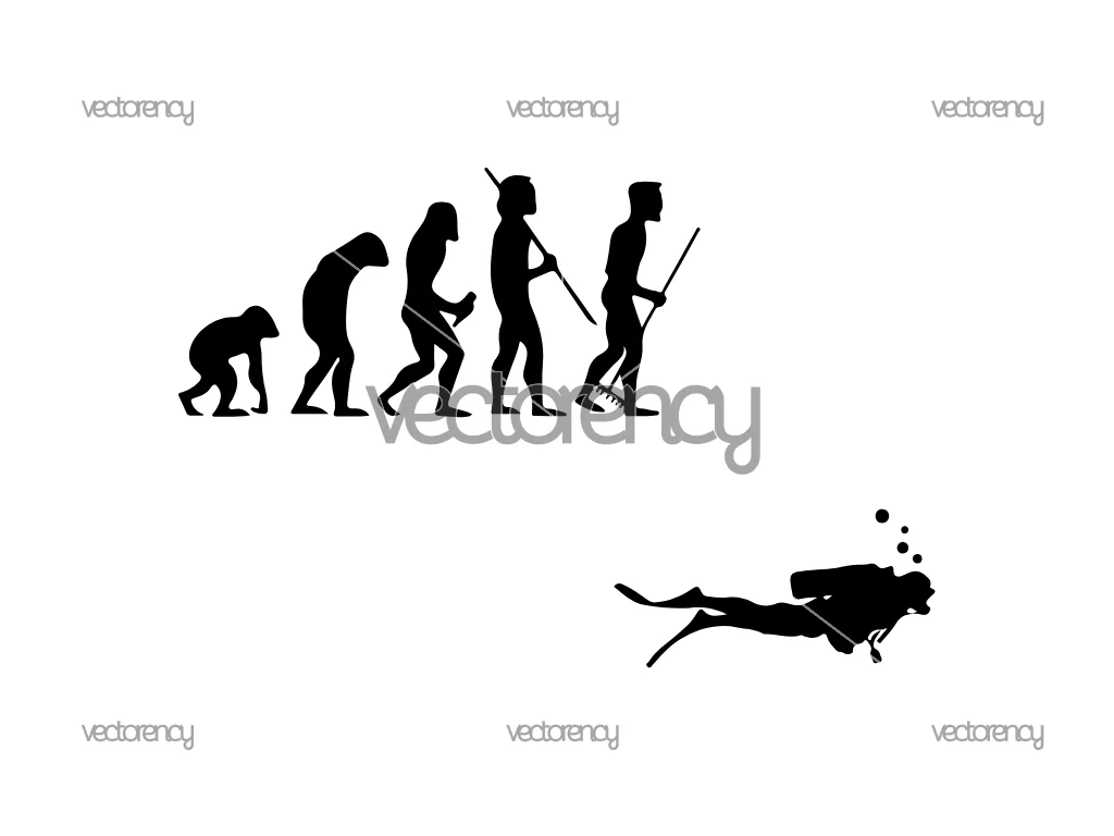 Scuba SVG Scuba Evolution Clipart PNG
