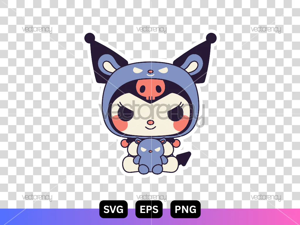 Kuromi Baku Flocked Clipart Digital Download