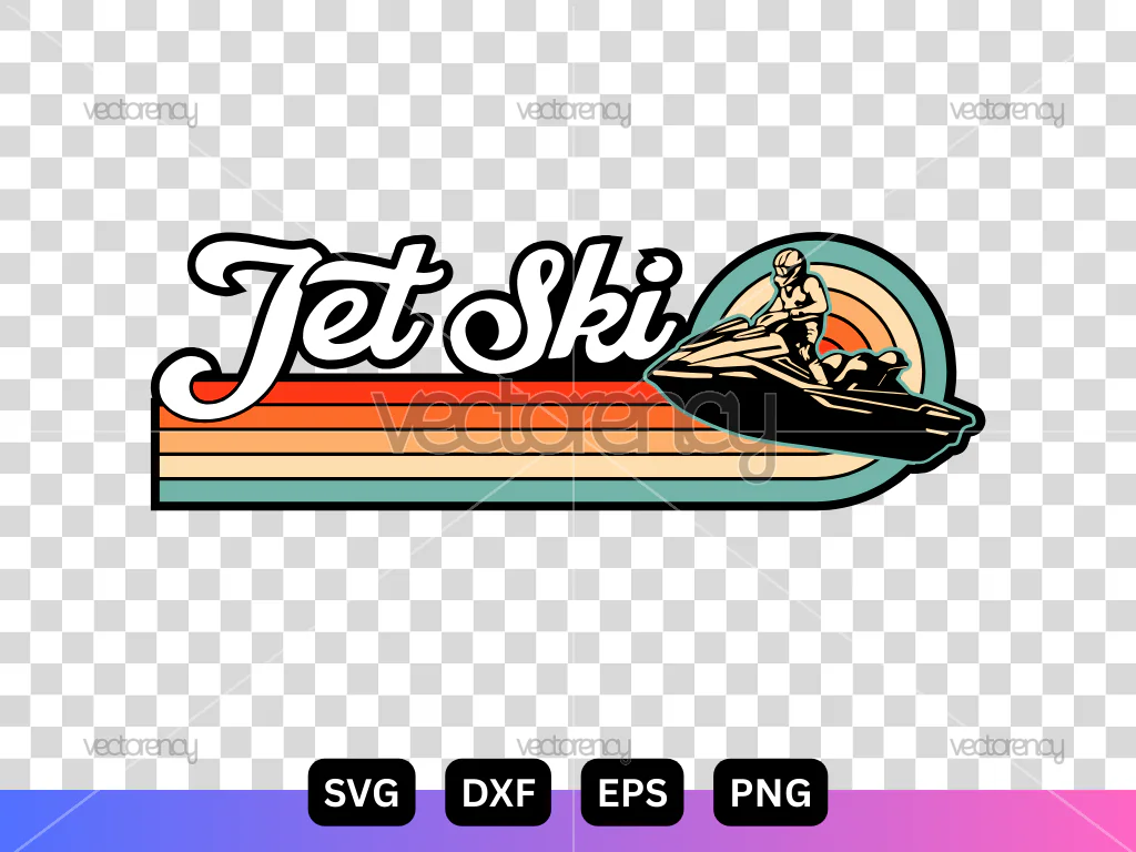 Jet Ski SVG Image Design Illustration Retro
