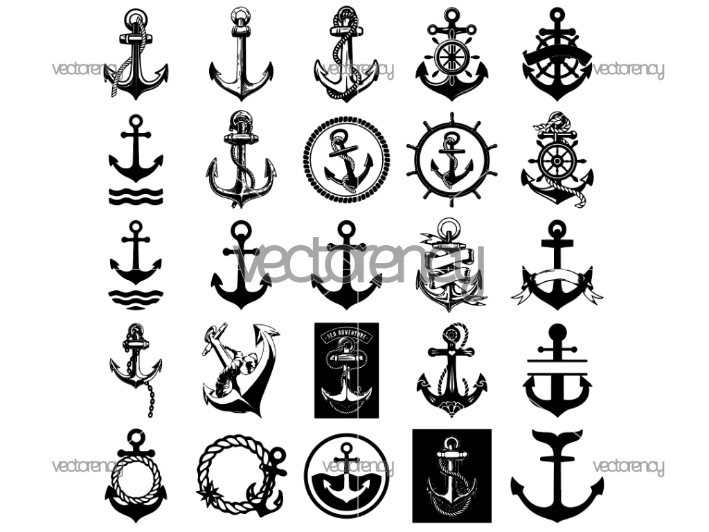 Anchor SVG, Nautical SVG Cut File, Anchor Clipart Vector, Marine Craft Digital Download