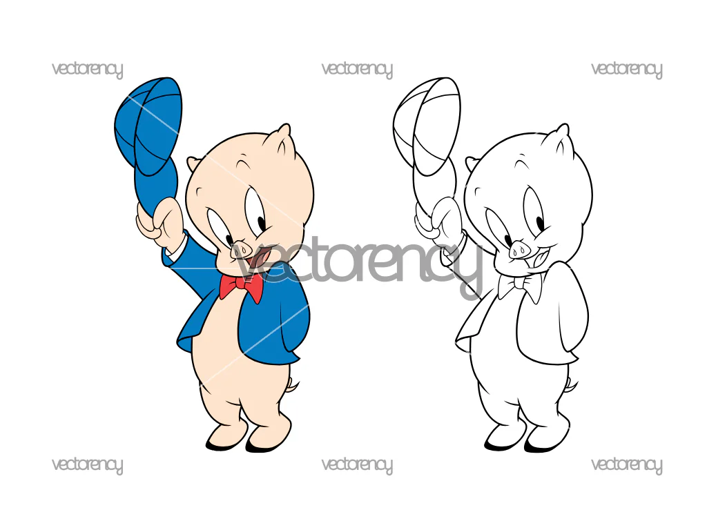 Porky Pig Layered SVG, Cartoon Character Cut File, Multi-Layer Looney Tunes Vector