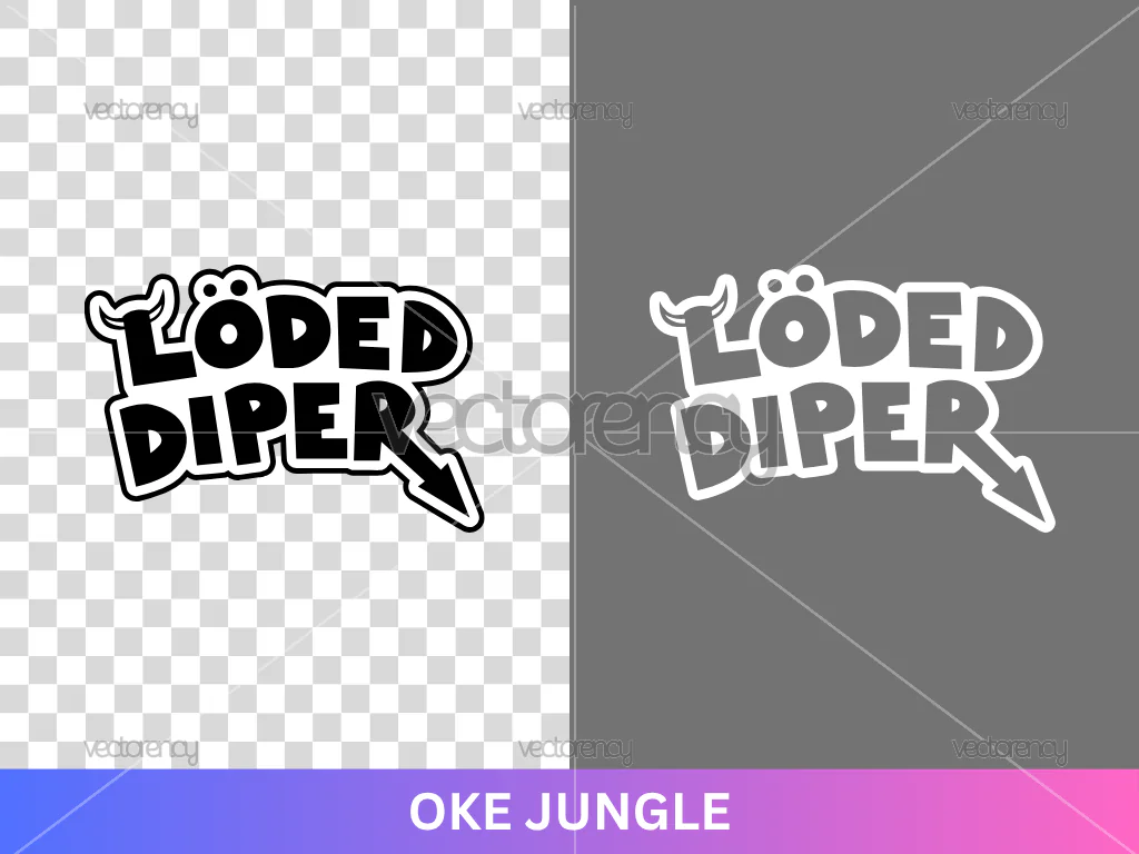 Loaded Diper Strokes Black and White Vector PNG
