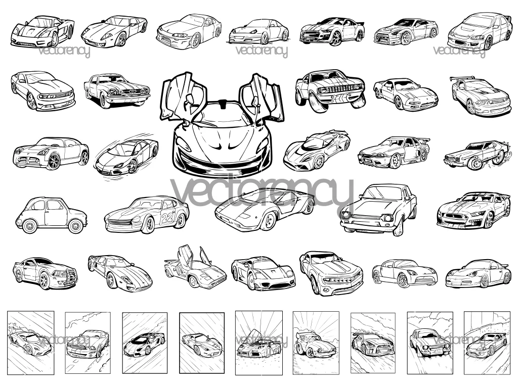Cool Car Clipart Outline, Car SVG, Super Car Vector