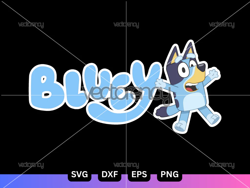Bluey Clipart PNG, Kids Cartoon Digital Download, Bluey Character Illustration