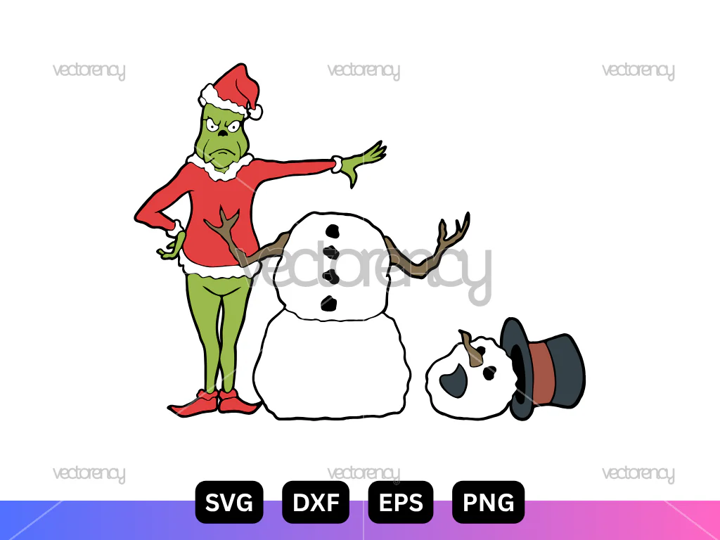 Grinch Christmas Snowman SVG Clipart PNG