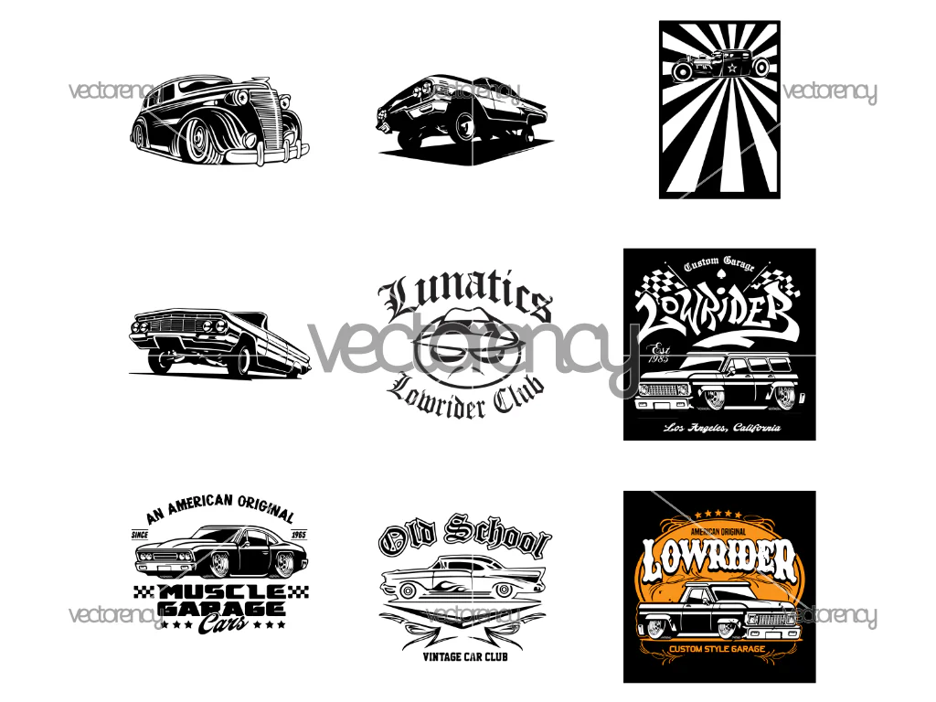 Lowrider SVG, Oldschool LA Muscle Car Cut File, Low Rider Vector Design, Los Angeles Car Digital