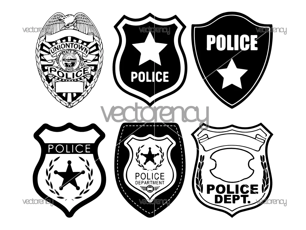 Police Badge SVG, Police Officer Badge Cut File, Police Shield Vector, Law Enforcement