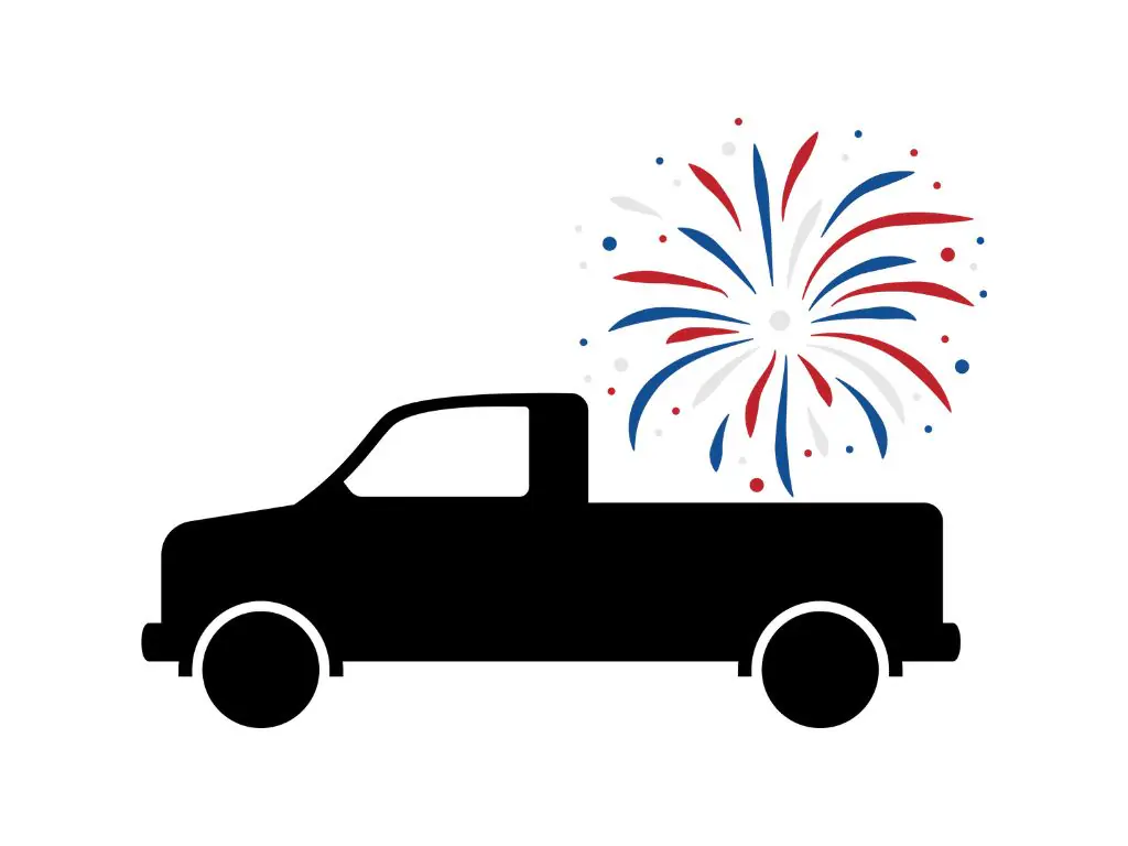 Farm Truck and Fireworks Silhouette Svg