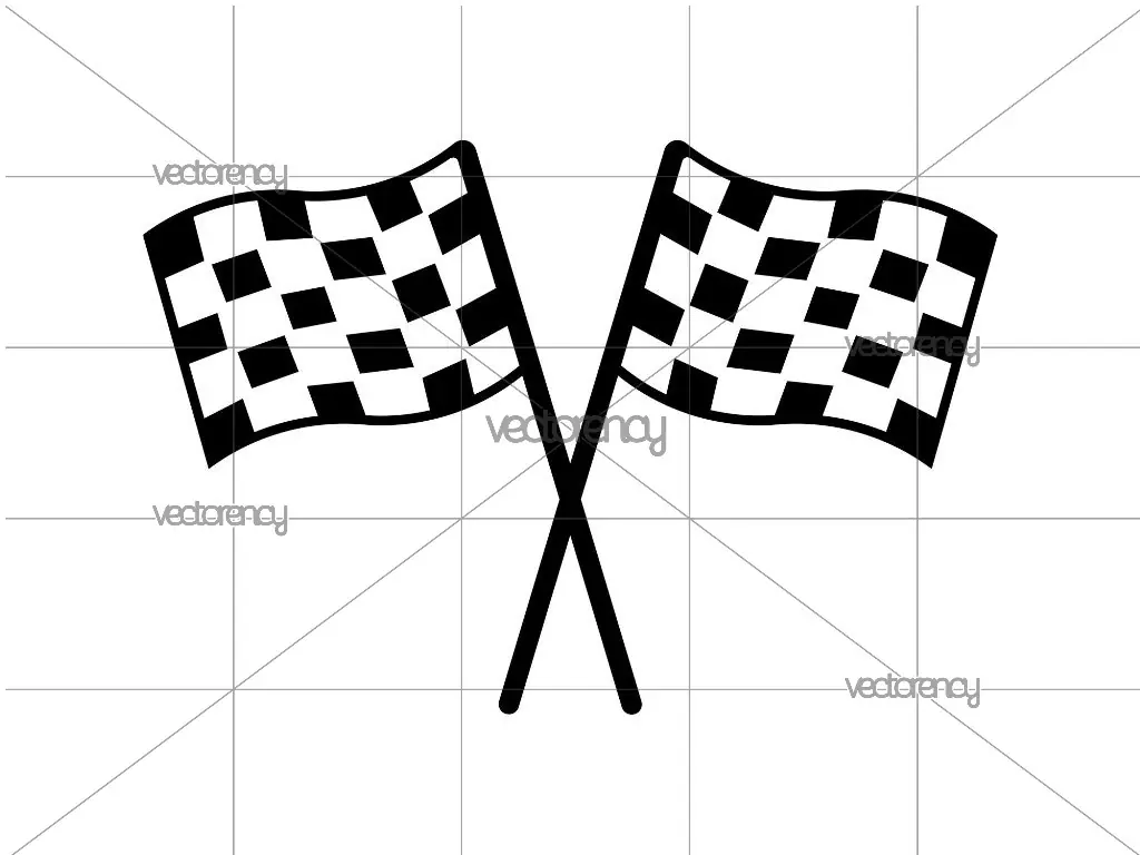 Checkered Racing Flags Silhouette Svg #4