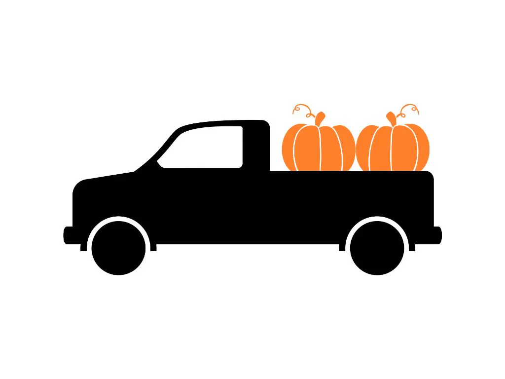 Farm Truck and Pumpkin Silhouette Svg