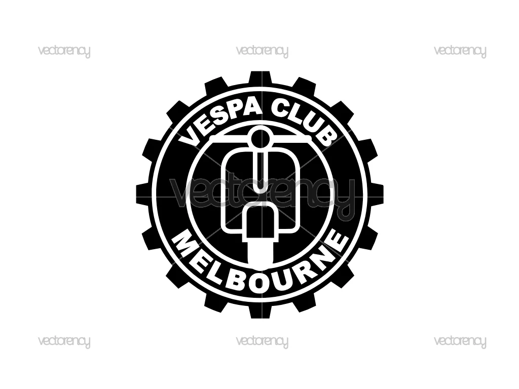 Vespa Club Melbourne Black SVG Cut File Cricut