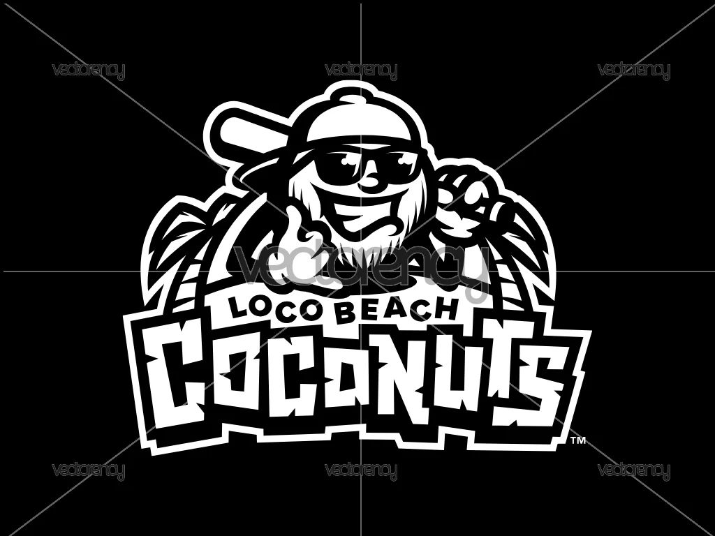 White Loco Beach Coconuts Logo SVG PNG EPS DXF Files | Vectorency, image size:1024x768