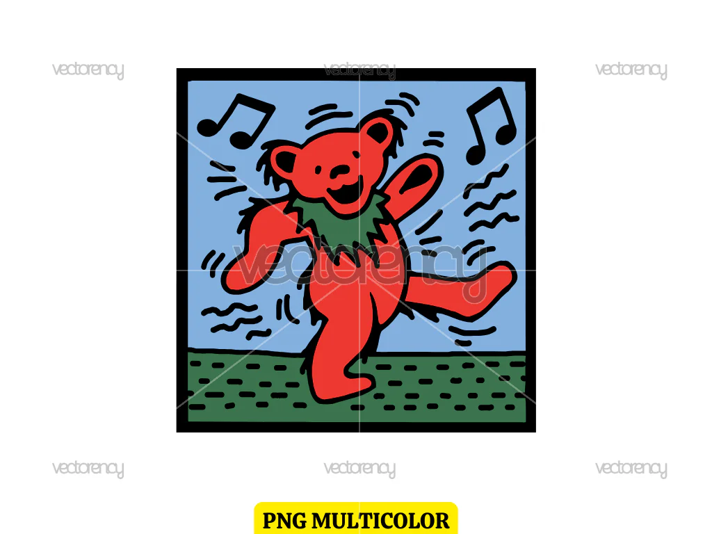 Dancing Bear Grateful Dead SVG PNG Vector Multicolor