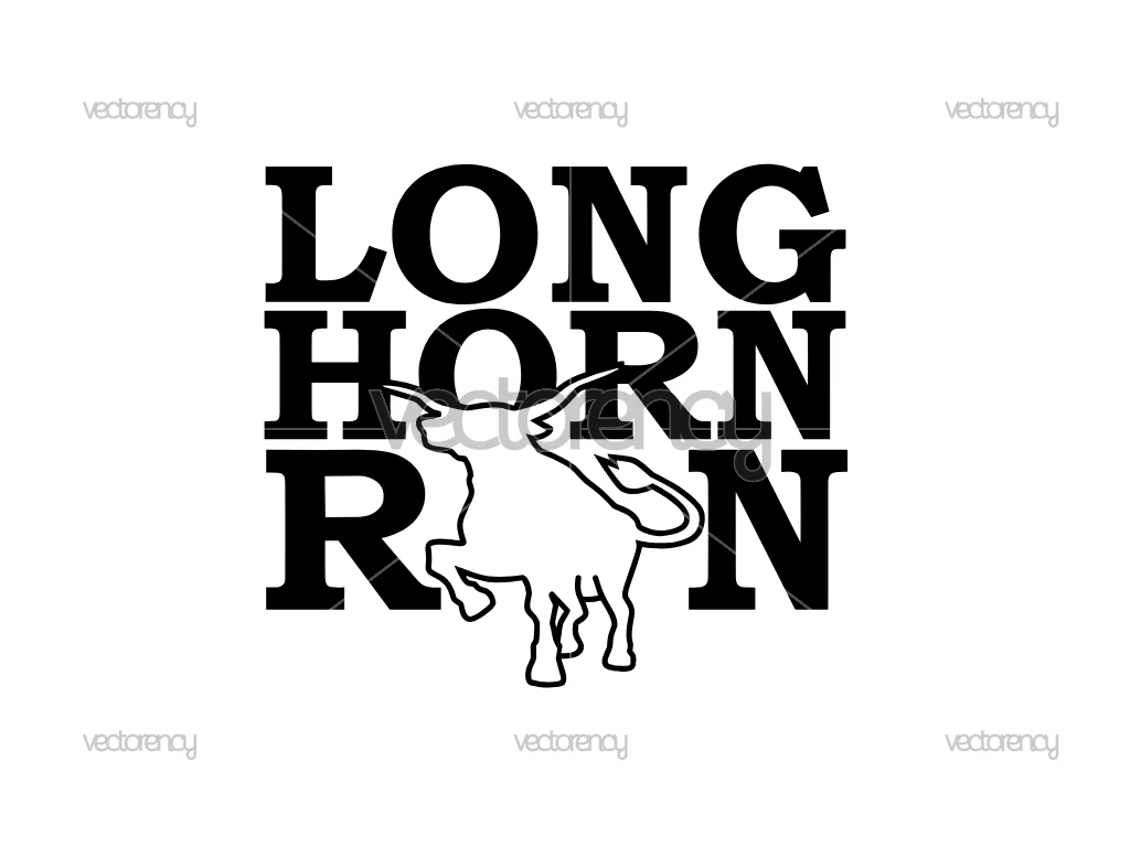Longhorn Run Outline SVG PNG EPS DXF