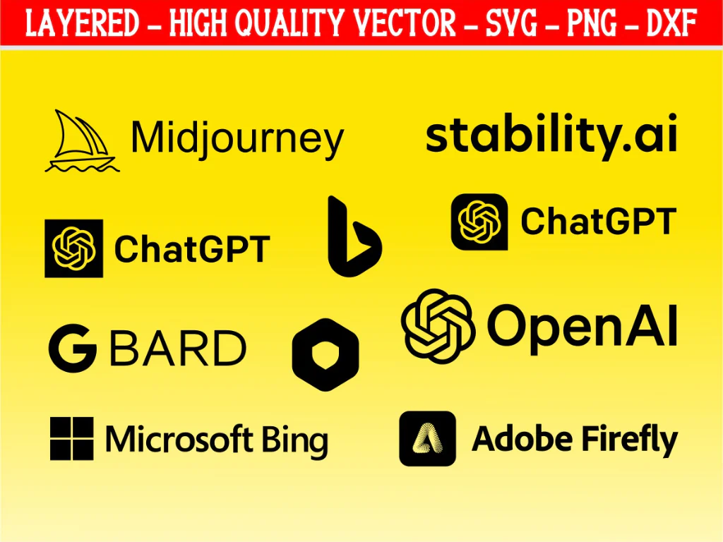 AI Logo Vector Stock Bard, Bing, GPT, Adobe, Midjourney