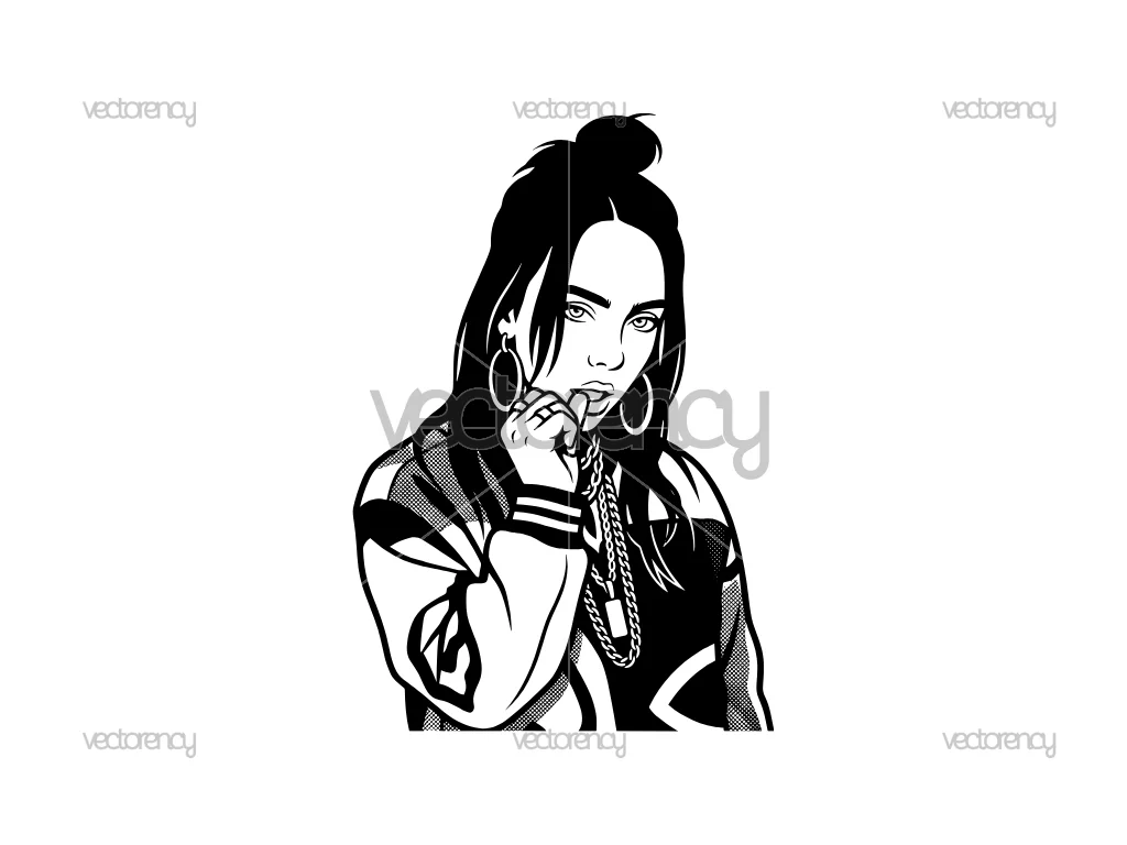 Billie Ellish Clipart PNG SVG, Shirt Design Digital Download