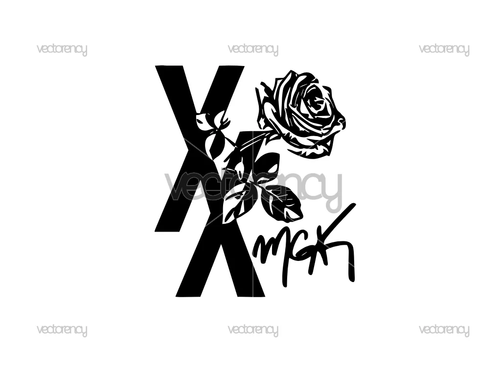 MGK XX with Rose SVG Machine Gun Kelly PNG