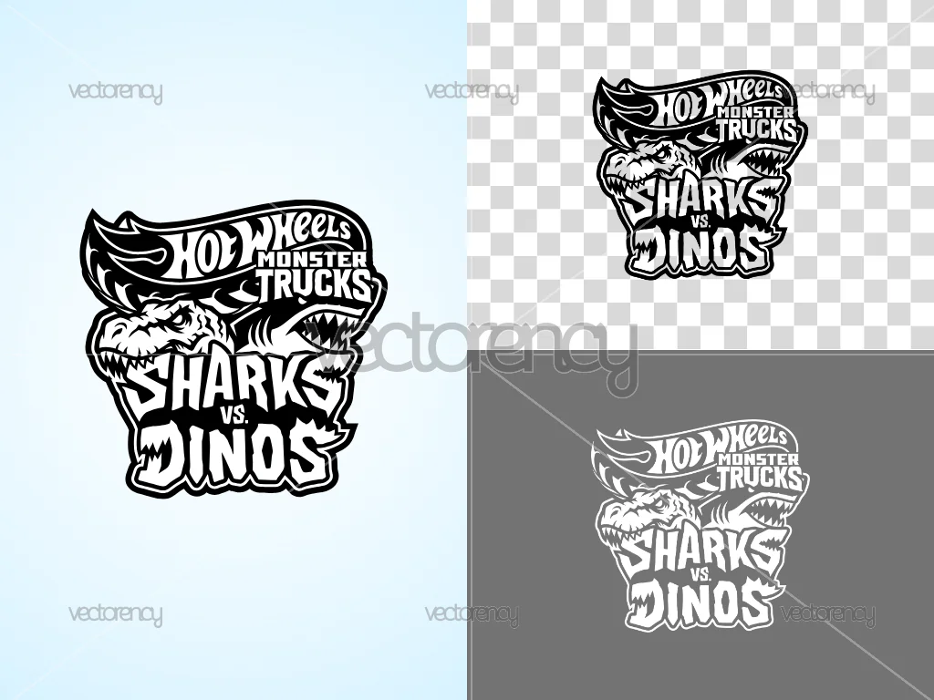 Hot Wheels Monster Trucks Shark VS Dinos Vector PNG SVG