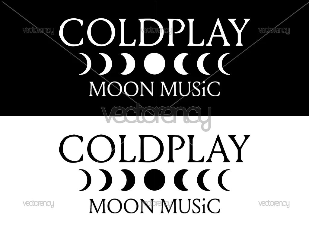 Coldplay Logo SVG Moon Music PNG Black White Transparent