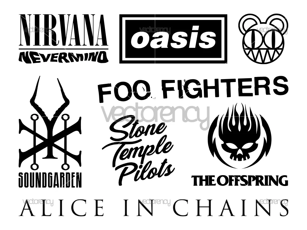 90s Rock Band Logos Vector File