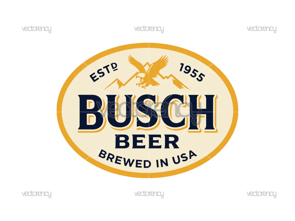 Busch Beer Brewed in USA Vector PNG Retro