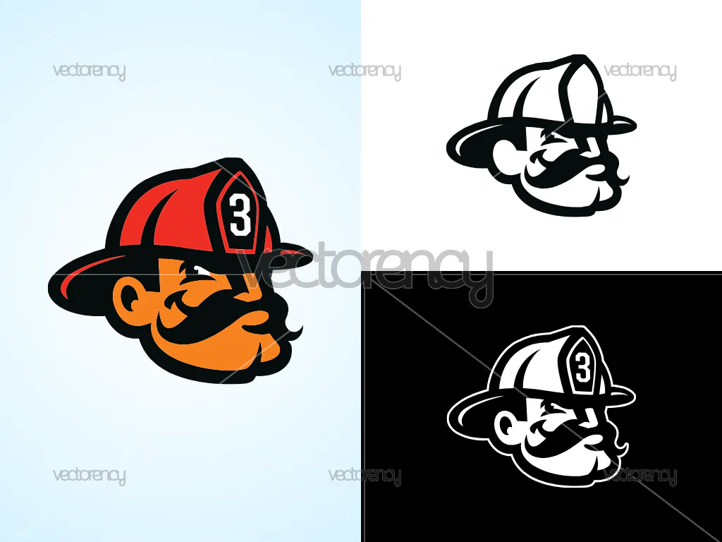 Firefighters Banana Baseball Mascot Logo PNG Multicolor and SVG Vector Files