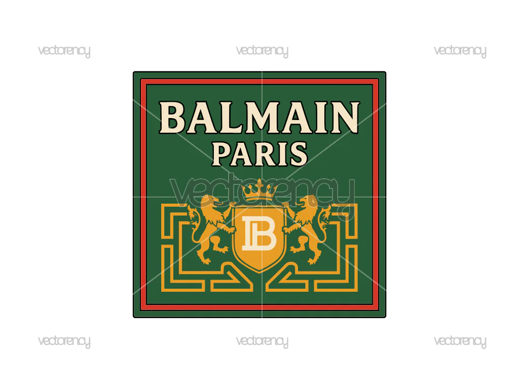 Balmain Paris Retro Vintage Green Red Design Vector PNG SVG