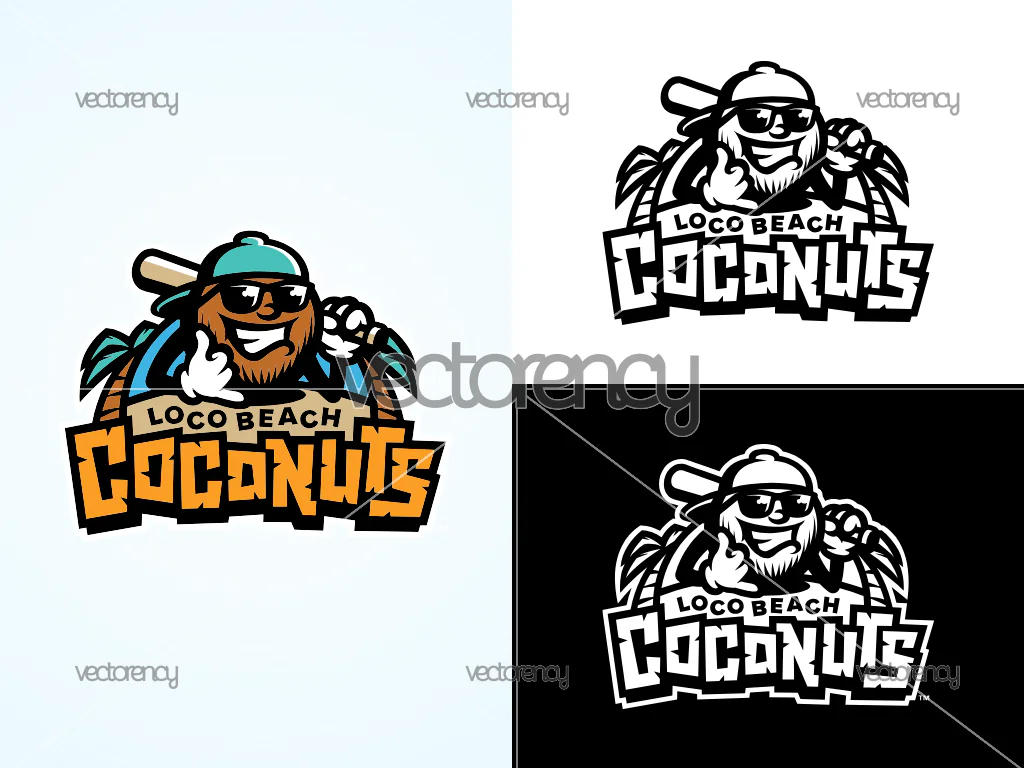 Loco Beach Coconuts Logo SVG Multicolor Image Vector