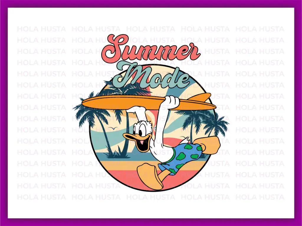 Donald Duck Retro Summer Mode SVG Vector, Summer Trip Vacay Mode Magical Kingdom PNG Sublimation