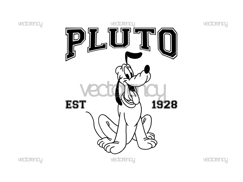 Pluto Dog Est 1928 Outline SVG Family Trip Vector