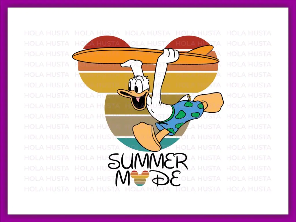 Summer Vacation Cut File, Vector, Donald Duck Summer Mode PNG