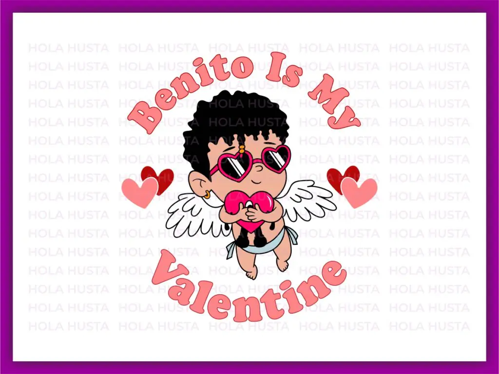 Bad Bunny Heart Valentine’s Cupid, Benito Is My Valentine SVG