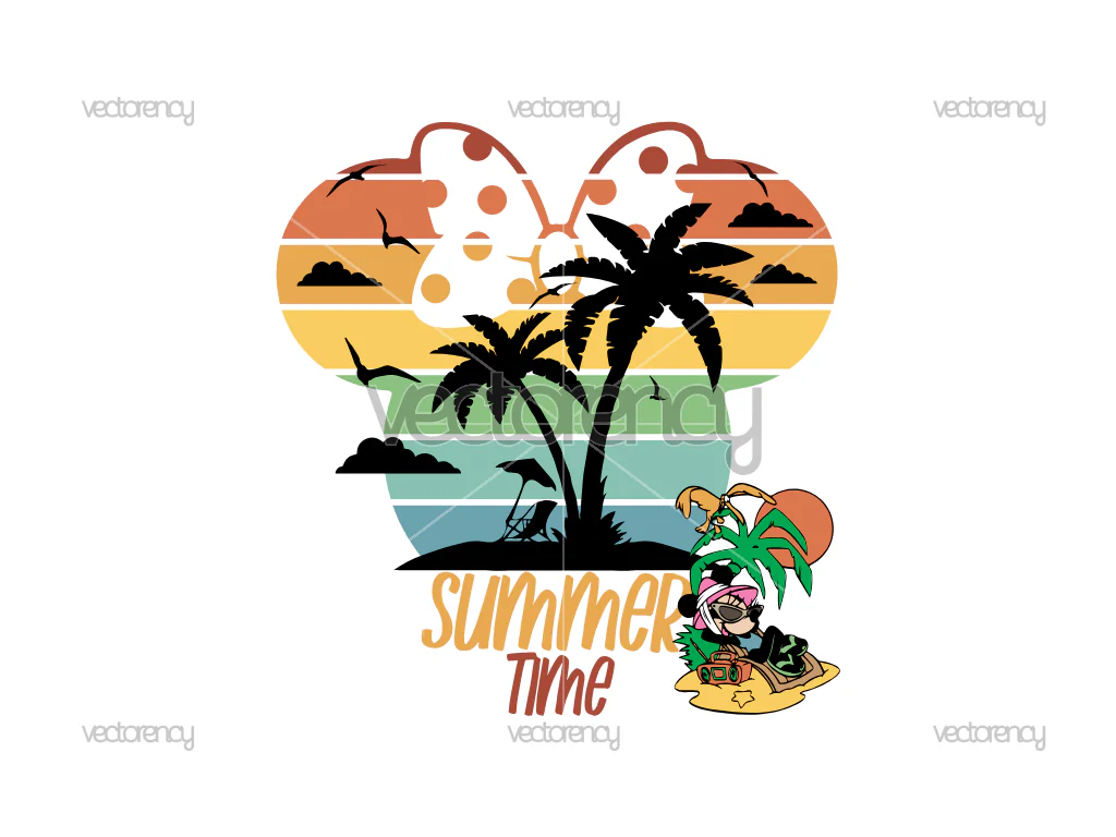 Minnie Mouse Summer Time SVG Family Vacation Mouse Head Vector
