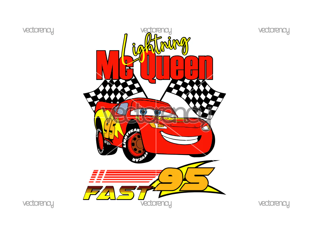 Lightning Mc Queen Fast 95 Vector SVG PNG