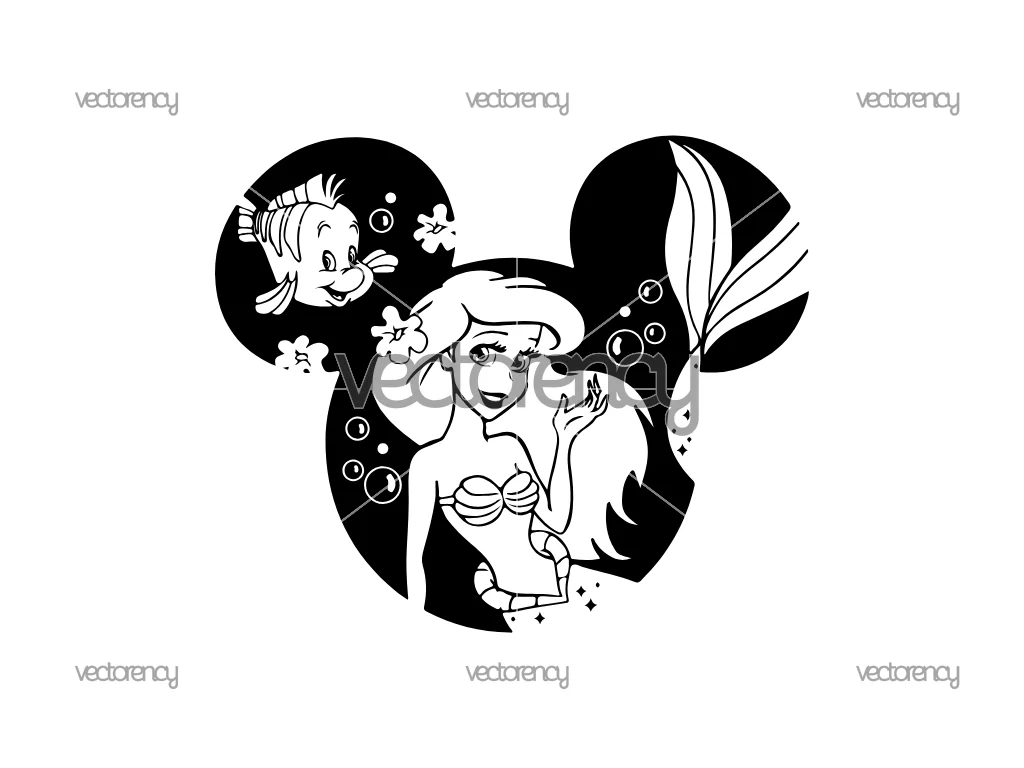 Princess SVG Ariel mermaid Cut File PNG EPS DXF