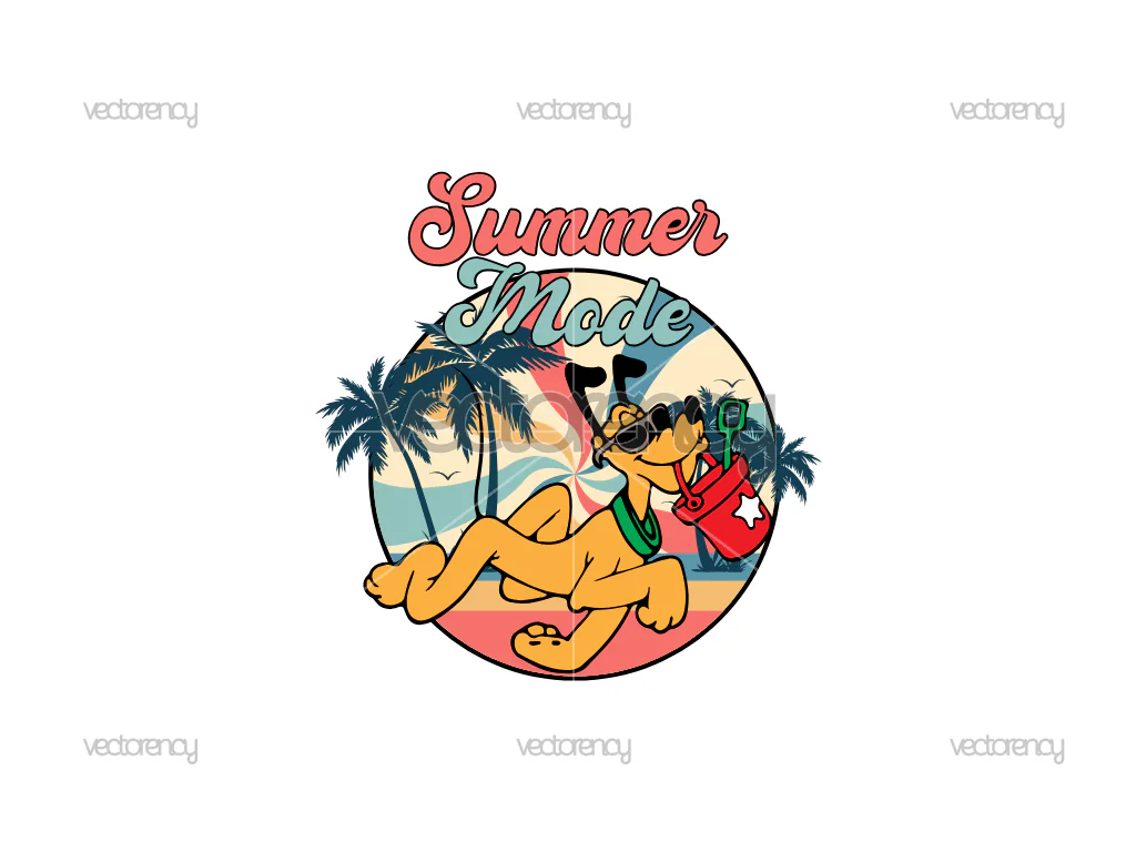 Pluto Retro Summer Mode Summer Trip Vacay Mode Magical Kingdom Vector SVG
