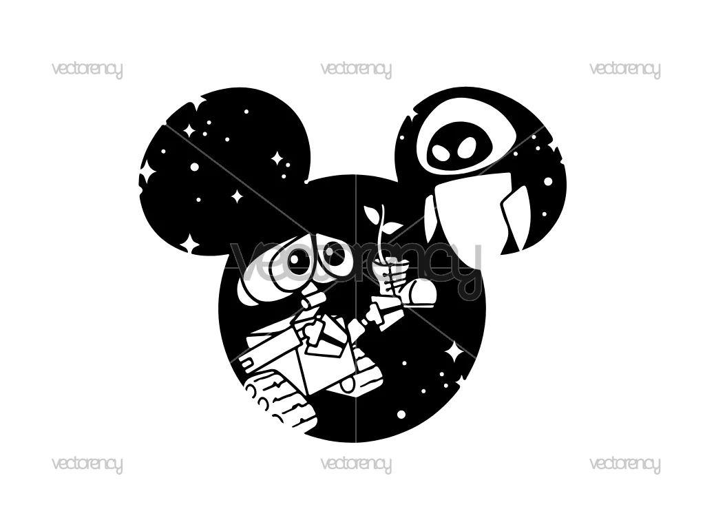 Wall E SVG Eva Wall E Disneyland Ears Silhouette PNG EPS