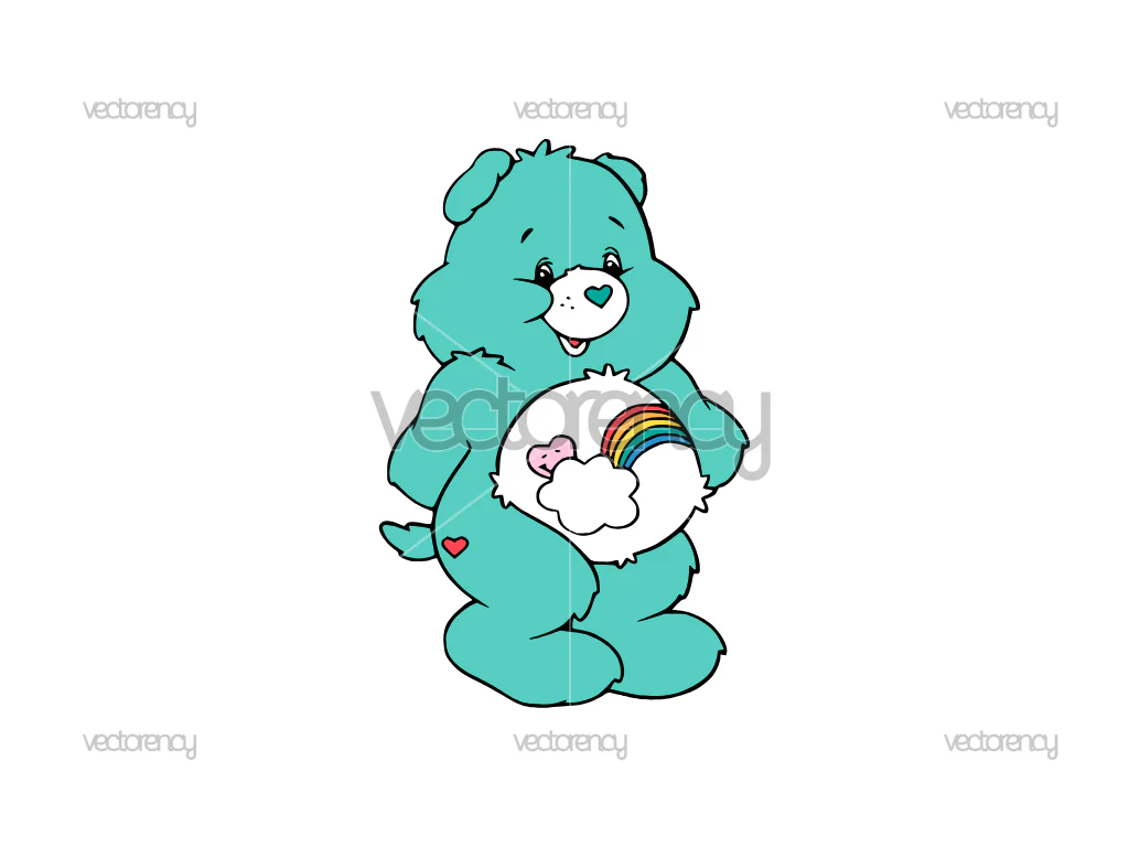 Bashful Heart Bear Care Bear Cartoon Vector PNG Clipart