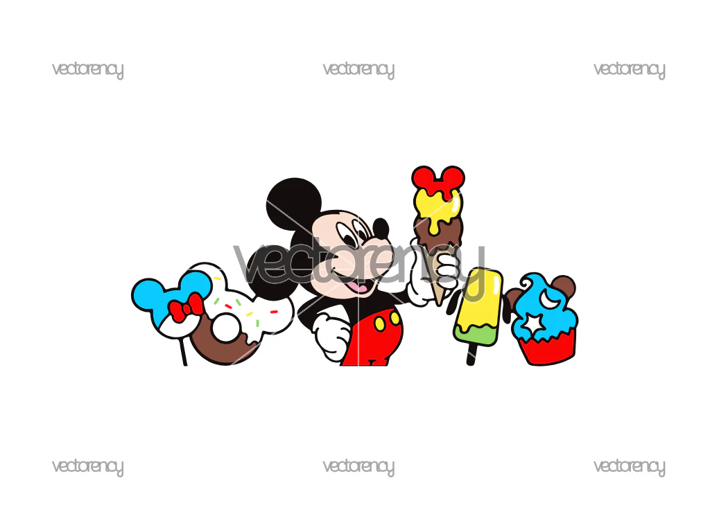 Cute Mickey SVG for Tumbler Shirt Design Disney Snacks Vector PNG